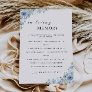 Blue Wedding In Loving Memory Sign, Invitation