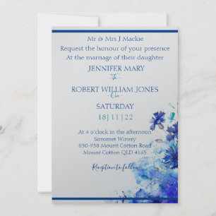 Blue wedding invitation 
