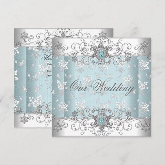 Blue Wedding Invitation (Front/Back)