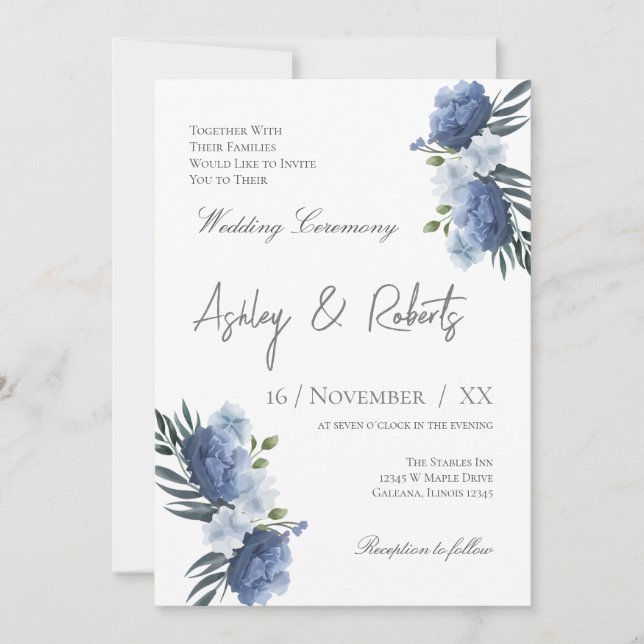 Blue Wedding Invitation (Front)