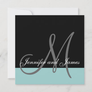 Blue Wedding Invitation Monogram Names
