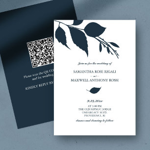 Blue Wedding Invitation with QR Code