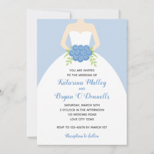 Blue Wedding Invitations (Elegant Bridal Gown)