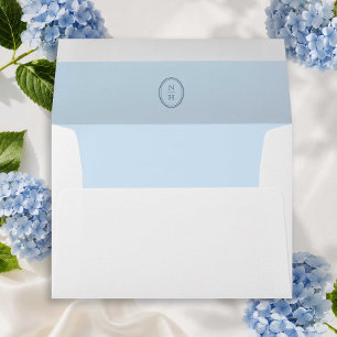 Blue Wedding Monogram Invitation Envelope