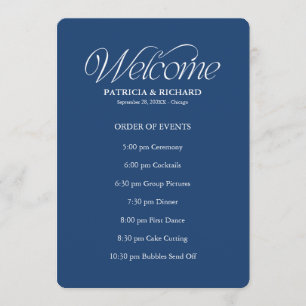 Blue Wedding Order of Events Timeline Schedule Programme