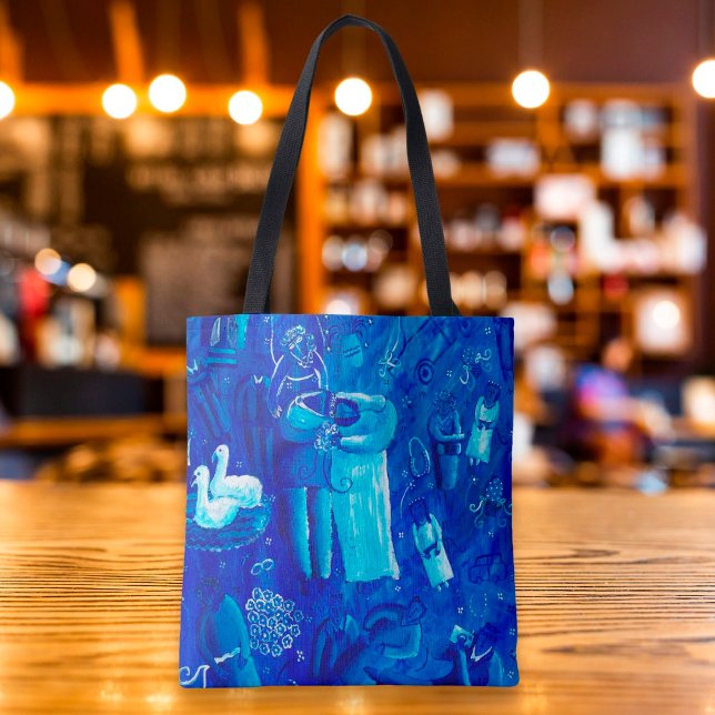Blue Wedding Painting Contemporary Art Tote Bag (Creator Uploaded)