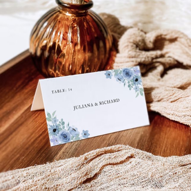 Blue Wedding Place Cards Template (Blue Wedding Place Cards Template)