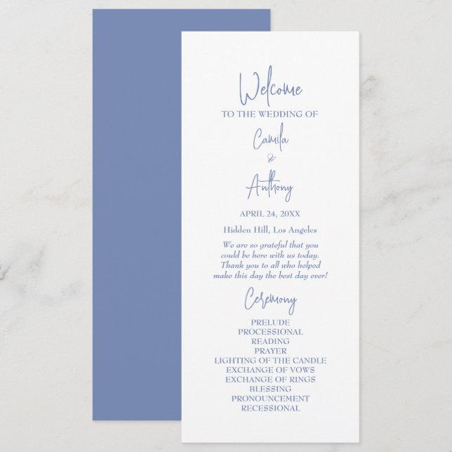 Blue Wedding Programme (Front/Back)