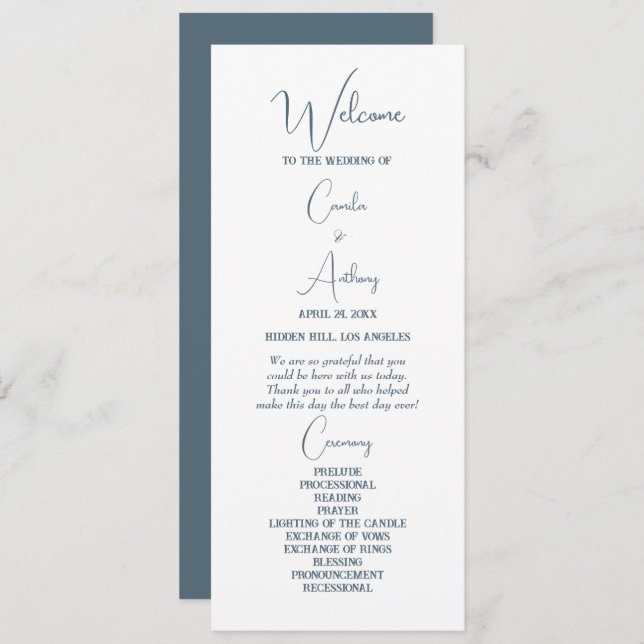 Blue Wedding Programme (Front/Back)