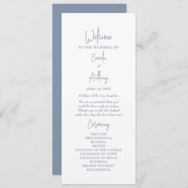 Blue Wedding Programme (Front/Back)
