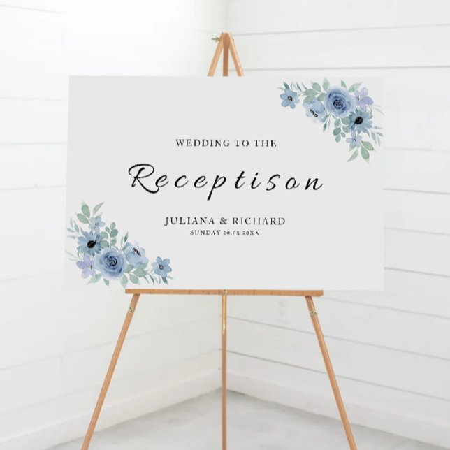 Blue Wedding Reception Welcome Sign (Blue Wedding Reception Welcome Sign)