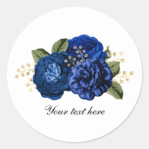 Blue Wedding roses customisable Classic Round Sticker