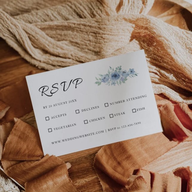 Blue Wedding RSVP Card Template (Blue Wedding RSVP Card Template)