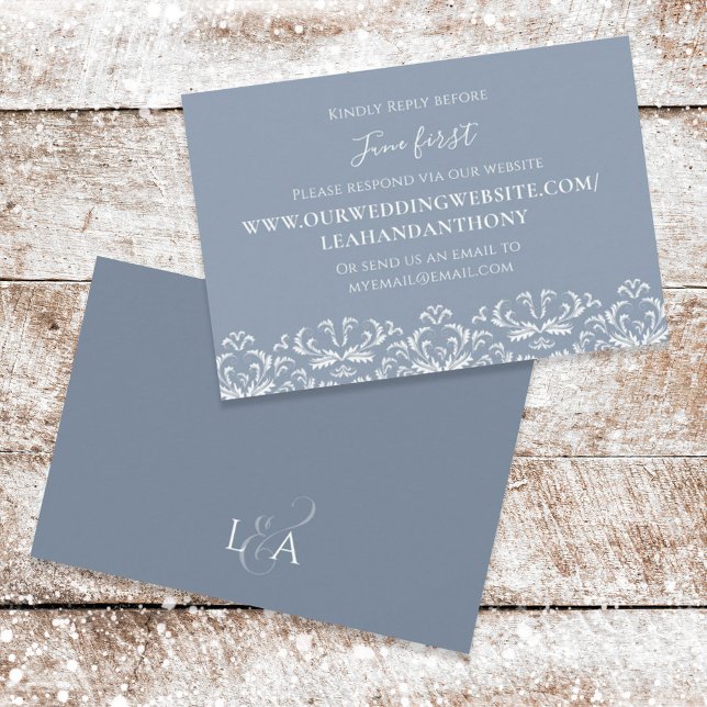 Blue Wedding RSVP Elegant Pattern Custom Card (Creator Uploaded)