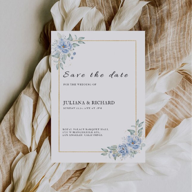 Blue Wedding Save the Date Template (Blue Wedding Save the Date Template)