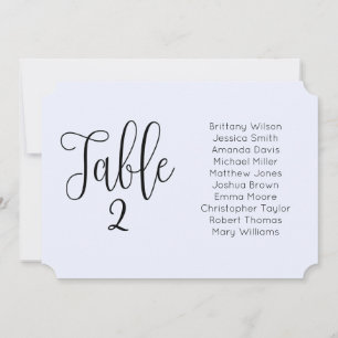 Blue wedding seating chart. Landscape modern Invitation
