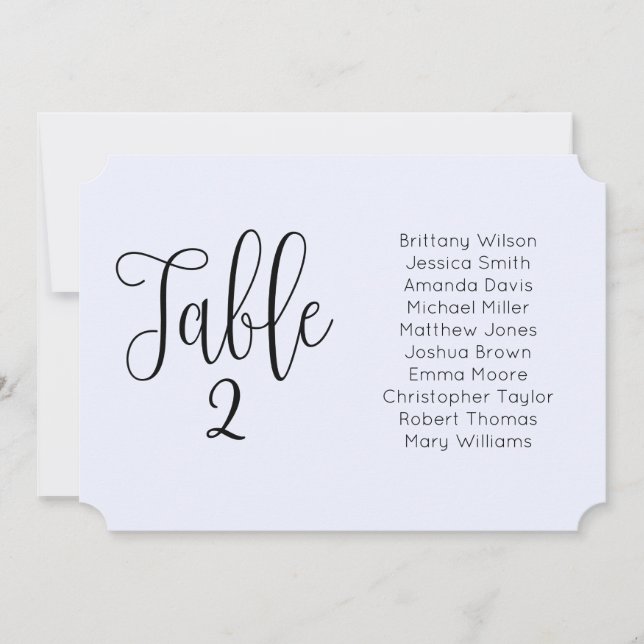 Blue wedding seating chart. Landscape modern Invitation (Front)