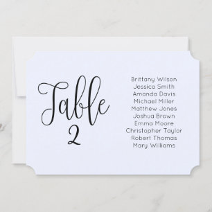 Blue wedding seating chart. Landscape modern Invitation