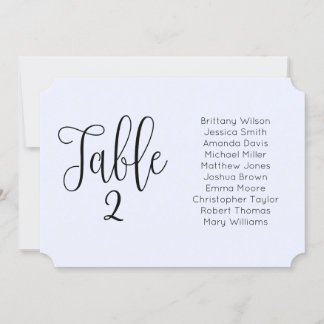 Blue wedding seating chart. Landscape modern Invitation