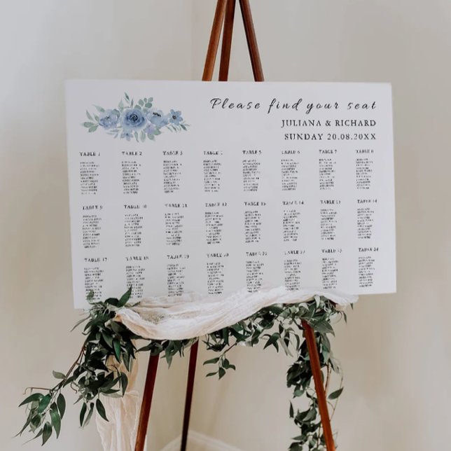 Blue Wedding Seating Chart Template (Blue Wedding Seating Chart Template)