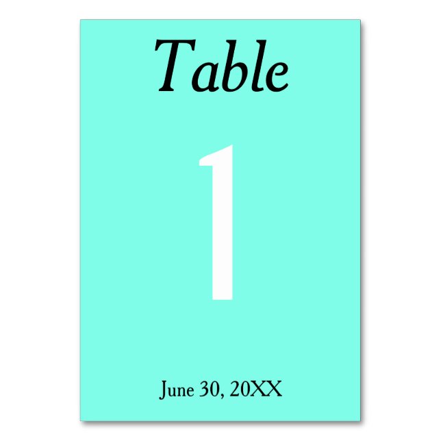 Blue Wedding Table Number (Front)