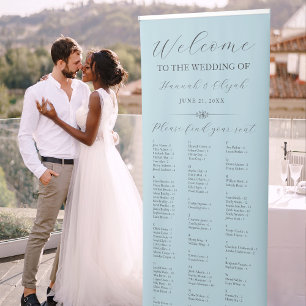 Blue Wedding Welcome Alphabetical Seating Chart Retractable Banner