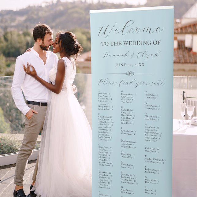 Blue Wedding Welcome Alphabetical Seating Chart Retractable Banner (Blue Wedding Welcome Alphabetical Seating Chart Retractable Banner
)