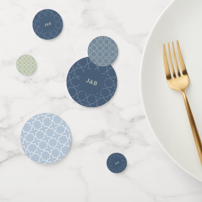 Blue Wedding with Latticework Pattern Confetti (Group)