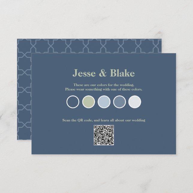 Blue Wedding with Latticework Pattern Enclosure Card (Front/Back)