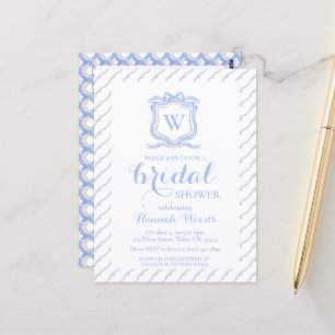 Blue Wedgwood Monogram Crest Grandmillenial Postcard