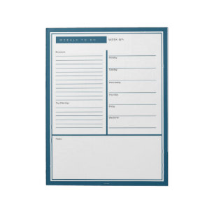 Blue Weekly To Do List Notepad