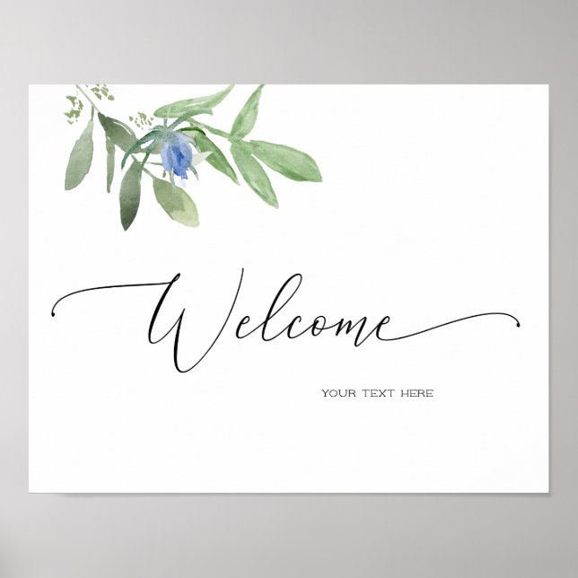 Blue Welcome Sign for Wedding or Showers Poster (Front)