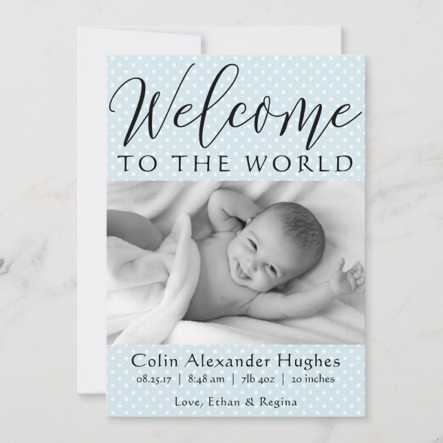 Blue Welcome to the World - Birth Announcement (Front)