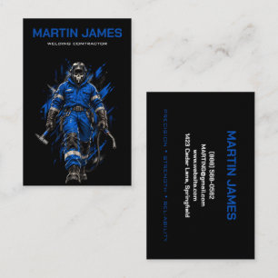 Blue Welder Metal Fabrication Contractor Business Card