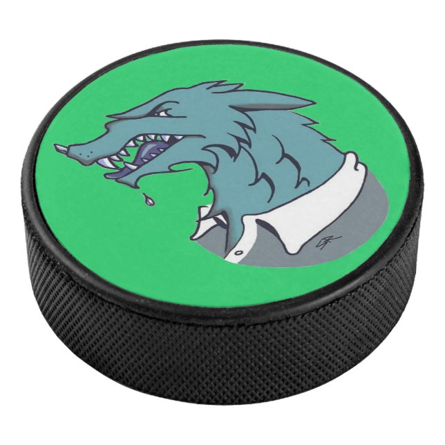 Blue Werewolf green hockey puck (3/4)