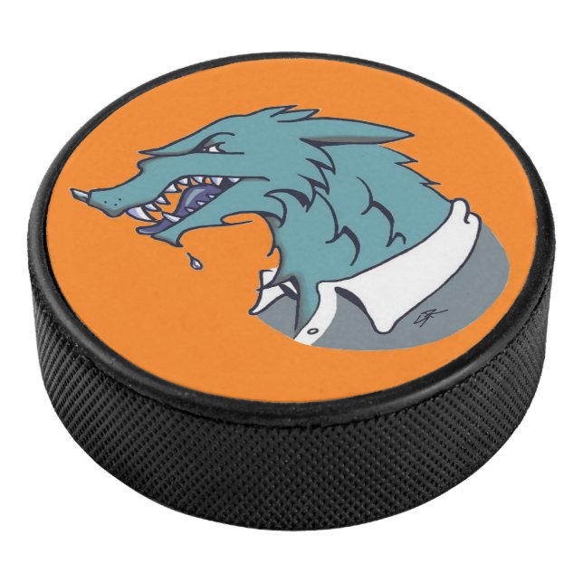 Blue Werewolf orange hockey puck (3/4)