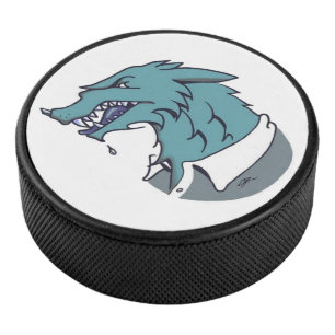 Blue Werewolf white hockey puck