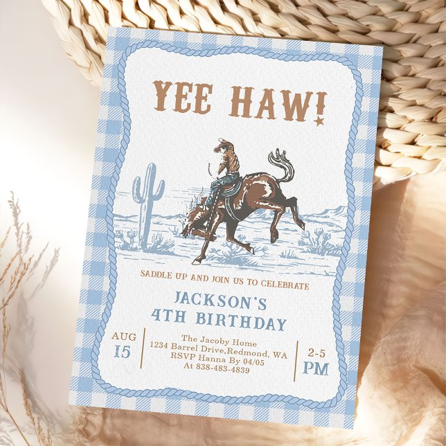 Blue Western Cowboy Birthday Invitation  (Creator Uploaded)