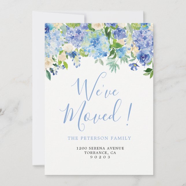 Blue We've Moved | Moving Announcement Cards (Front)