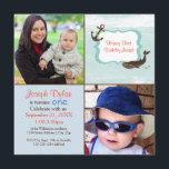 Blue Whale 2 Photo Kids - Birthday Invitation<br><div class="desc">Blue Whale 2 Photo Kids - Birthday Invitation</div>