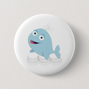 Blue Whale 6 Cm Round Badge