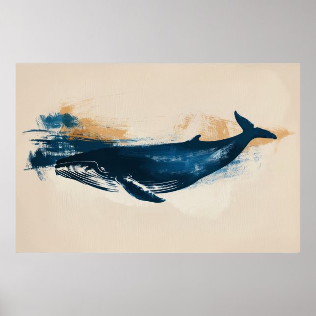 Blue Whale abstract drawing  Poster (Front)