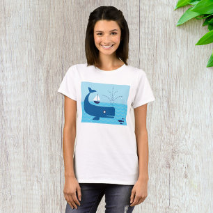 Blue Whale And Blue Sailboat T-Shirt