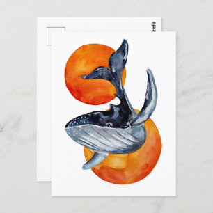 Blue Whale and Golden Balls Postcard