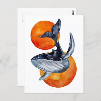 Blue Whale and Golden Balls Postcard