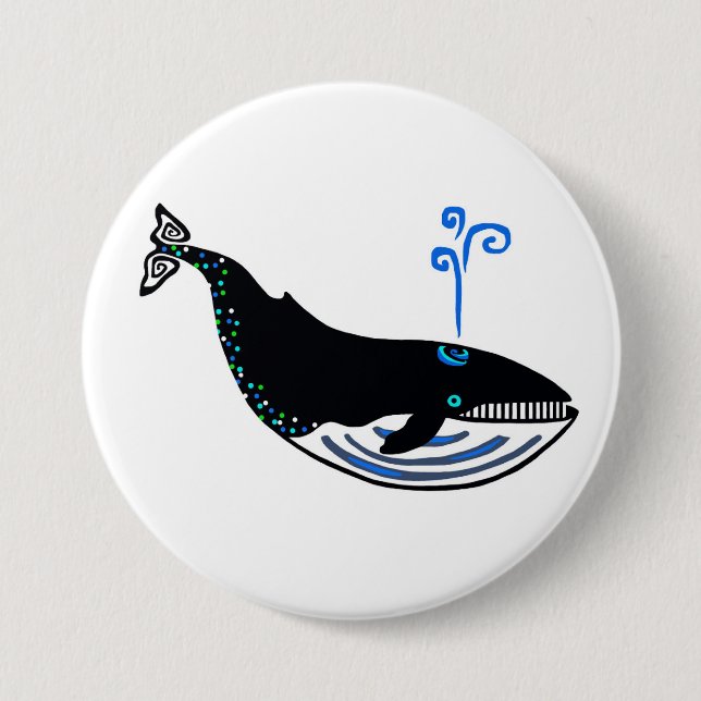  Blue WHALE- Animal activist -Wildlife - Nature - 7.5 Cm Round Badge (Front)