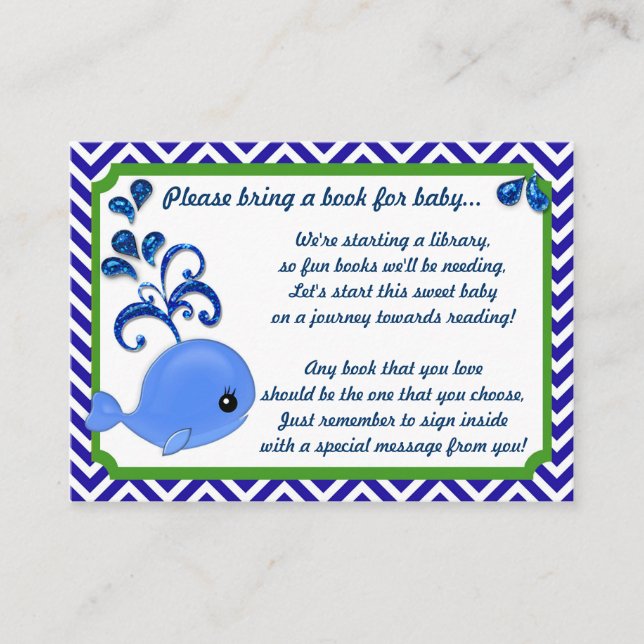 Blue Whale Baby Baby Shower Book Insert Request (Front)