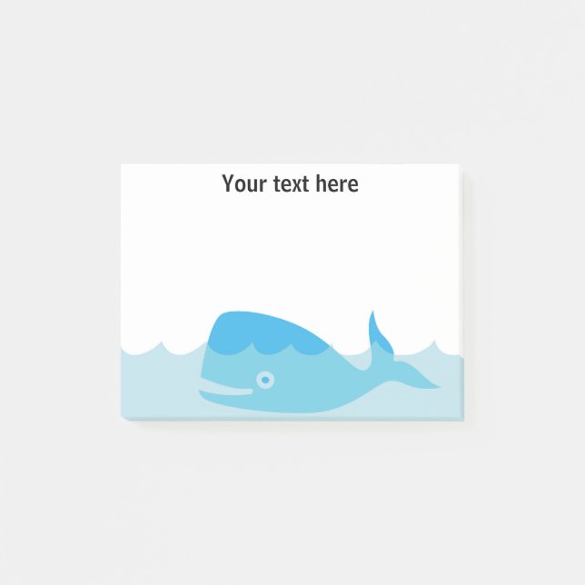 Blue Whale Baby Boy Shower Post It Note (Front)