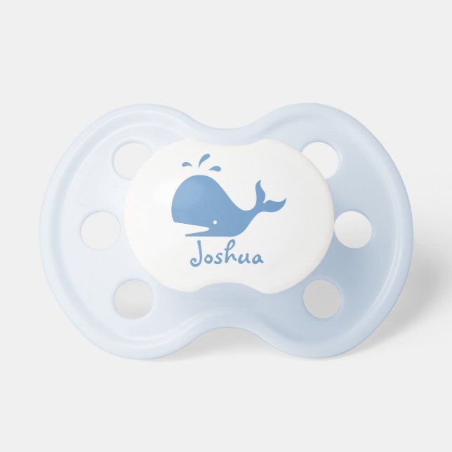 Blue whale baby pacifier / soother / dummy binkie (Front)