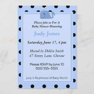 Blue Whale Baby Shower Invitation